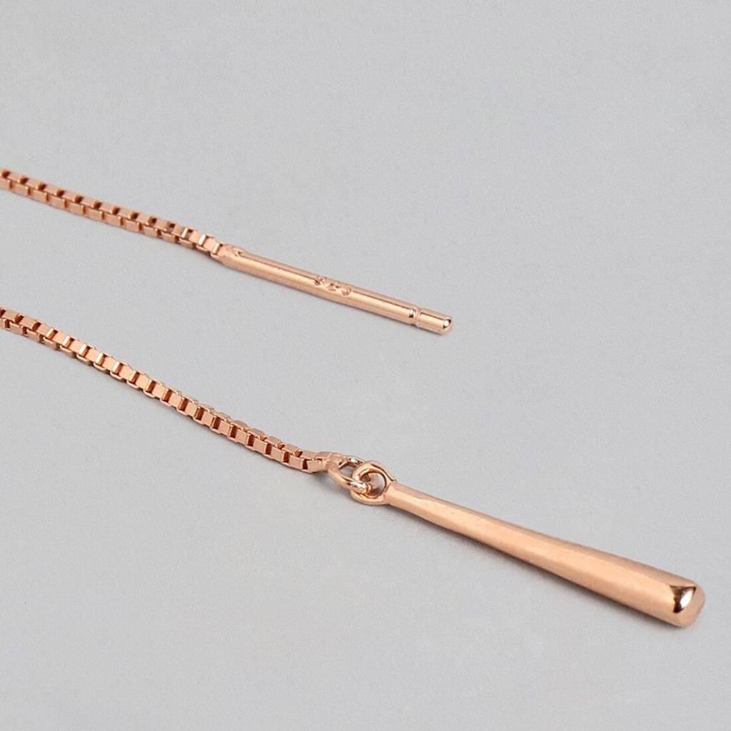 Sui Dhaga 925 Sterling Silver Earrings In Rose Gold : EAR-20046