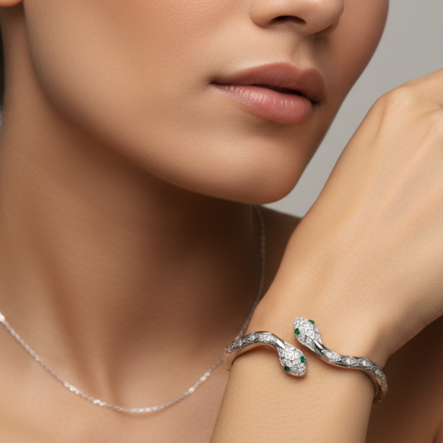 Mini Snake Bracelet For Women | Minimal Bar Accent Bracelet Jewellery : 2393044054