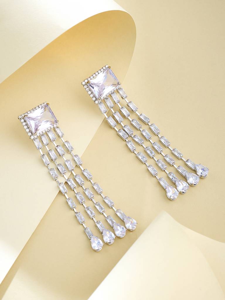 Silver Cz Stone Earrings : YI24A0154E