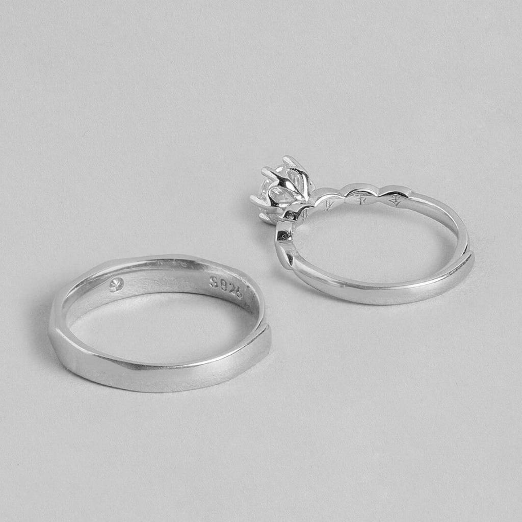 Classic Couples 925 Sterling Silver Rings (Adjustable) : RNG-40049-CMB