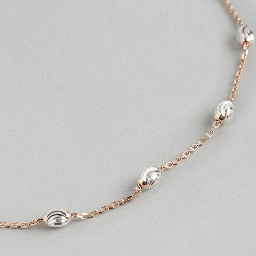 Italian 925 Silver Anklets In Rose Gold : ANK-60050-PAIR