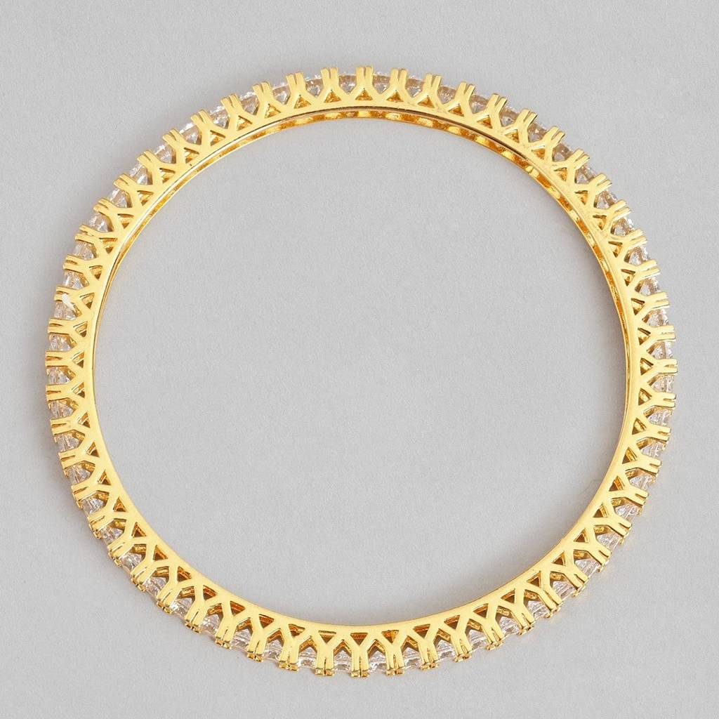 Gleaming Beauty Gold-Plated Bangle With White Cubic Zirconia : BA-90008-PAIR-2-4