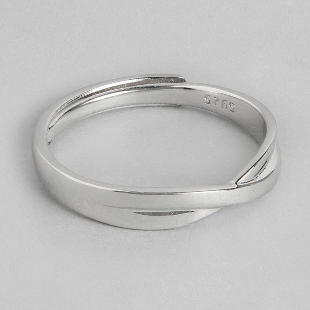 Infinity Bond Rhodium-Plated 925 Sterling Silver Ring (Adjustable) : RNG-40262-CMB-R