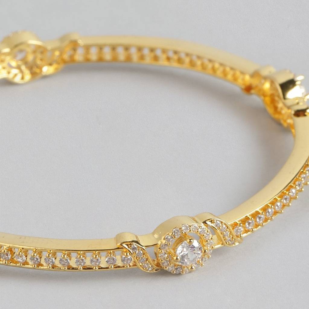 Golden Sparkling Gold-Plated Bangle In 925 Sterling Silver : BA-90006-ONE-2-4