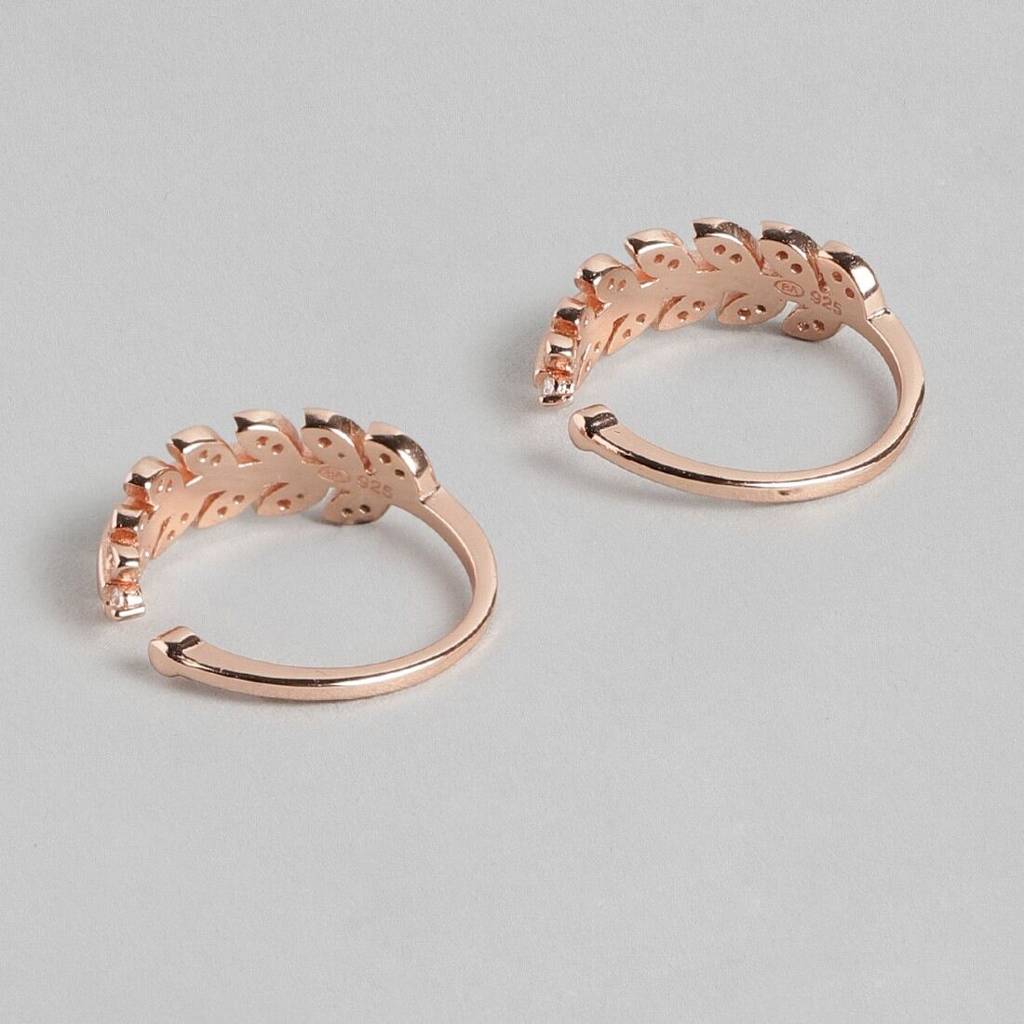 Leafy Rose Gold 925 Silver Toe Ring : TOE-10007