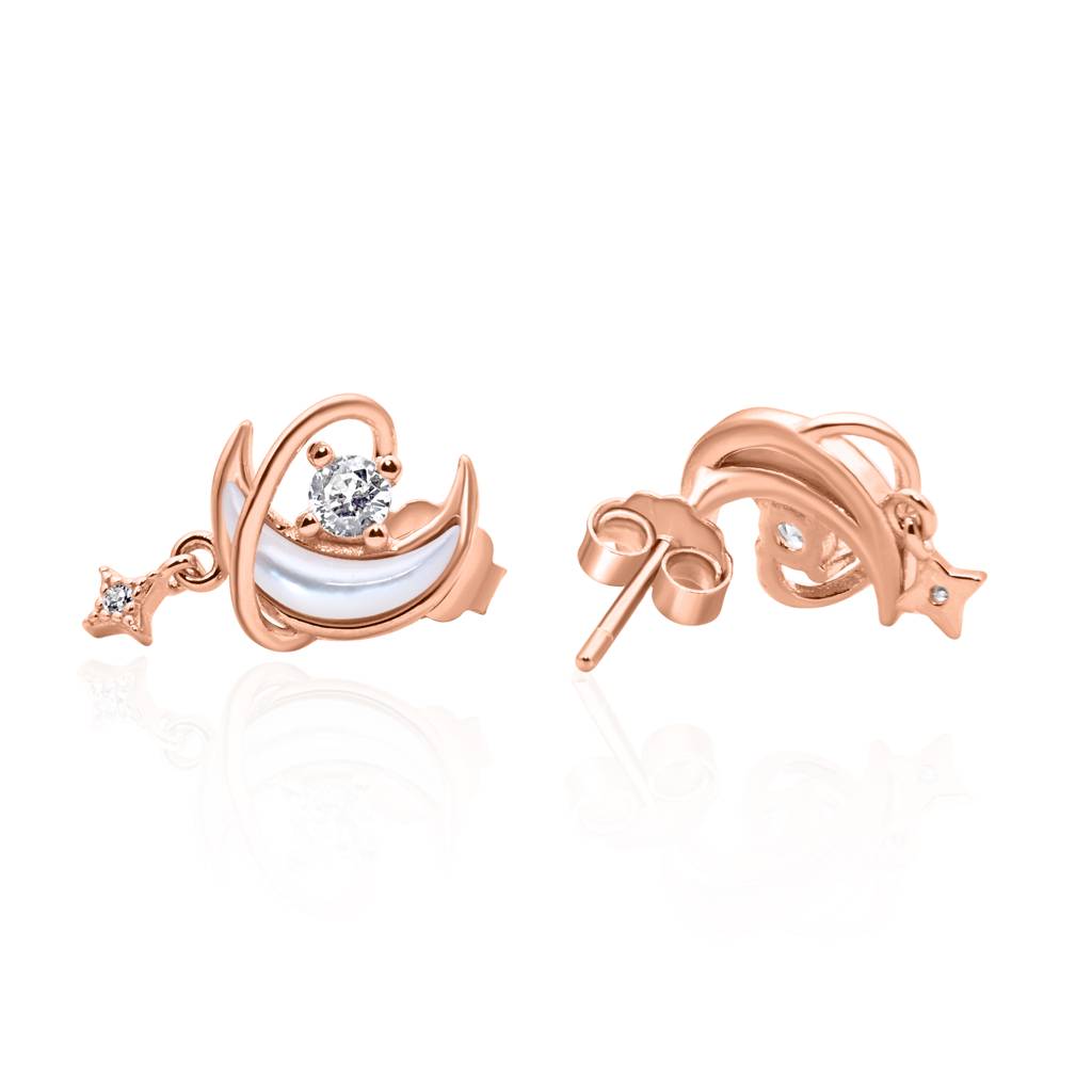 925 Pure Silver Zircon Studded Rose Gold Chain Pendant Set-Cps1024 : CPS1024