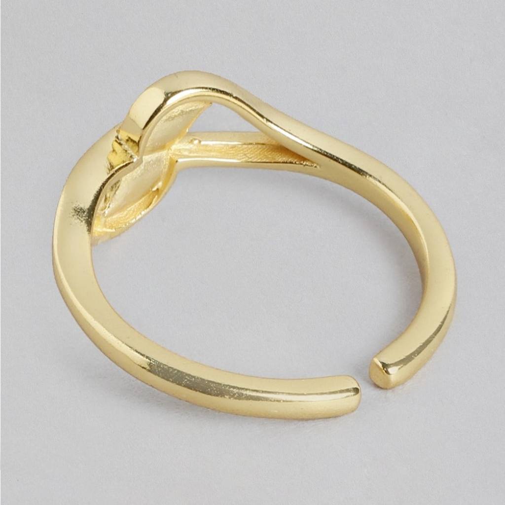 Golden Leafy Elegance 925 Sterling Silver Gold-Plated Women'S Ring (Adjustable) : RNG-40227-G