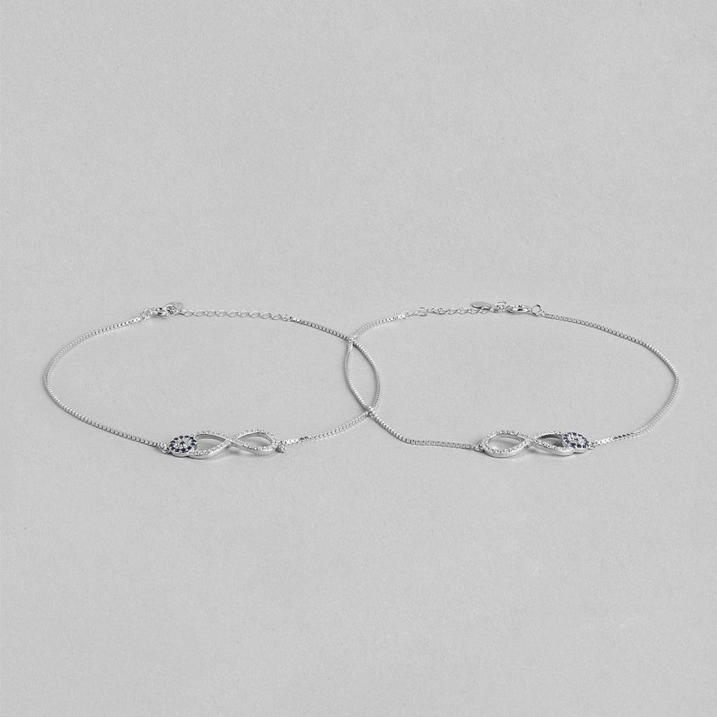 Infinity Evil Eye 925 Silver Anklets : ANK-60015-PAIR