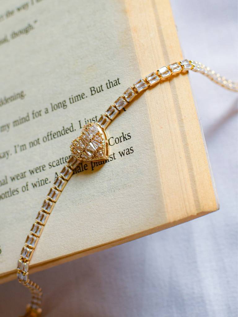Heart Moissanite Tennis Bracelet Â 18Kt Gold Plated : ATCB530HMTB
