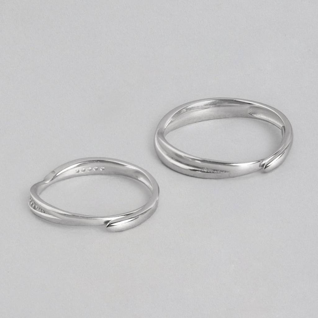 Infinity With You 925 Sterling Silver Couple Ring (Adjustable) : RNG-40013-CMB