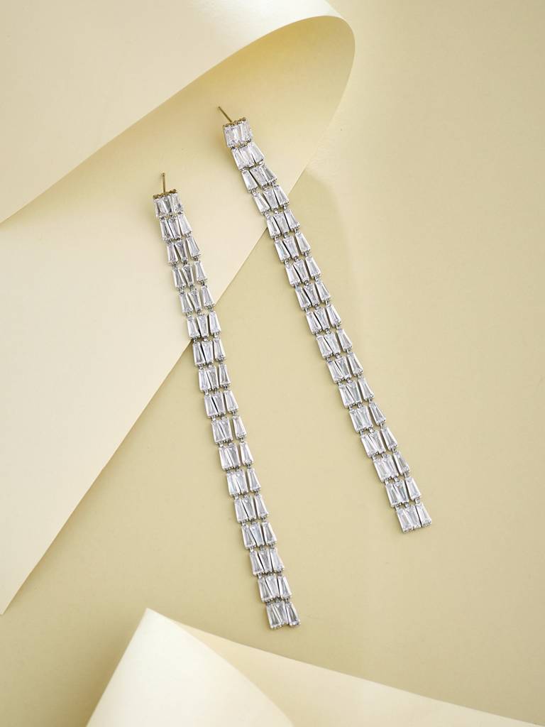 Cz Stone Silver Earrings : YI24A0153E