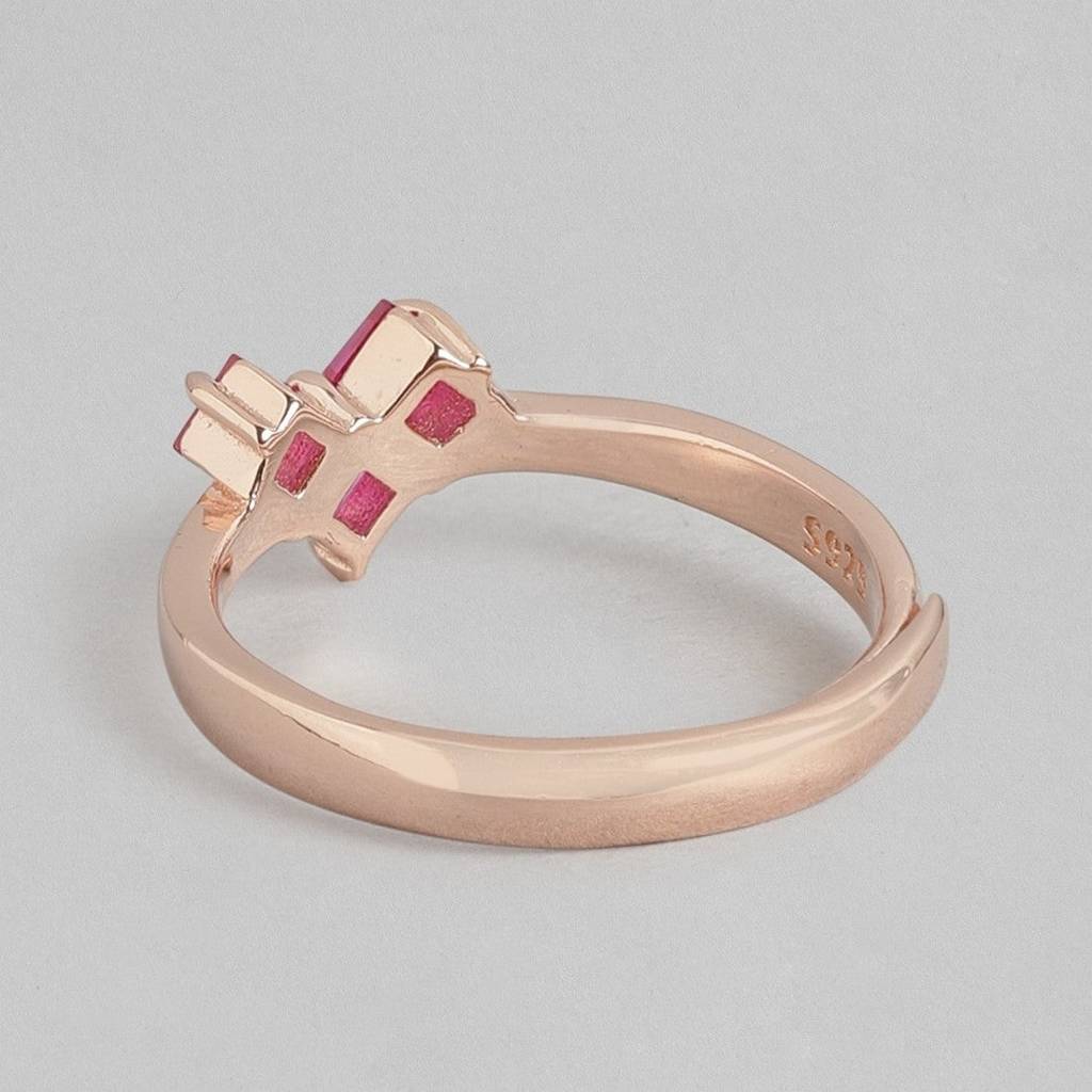 Ruby Heart Rose-Gold Plated 925 Sterling Silver Ring For Women (Onesize) : RNG-40127
