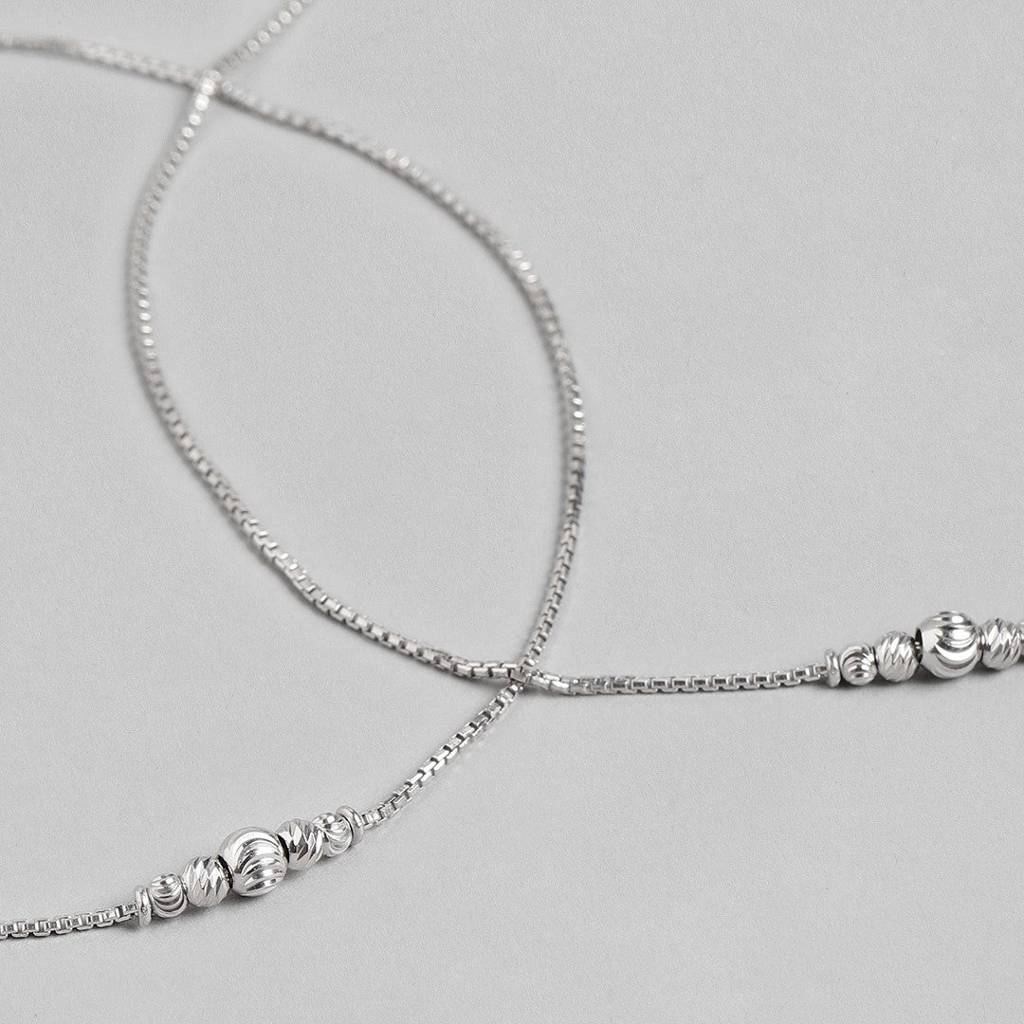 Bold Bead 925 Silver Anklet : ANK-60024-PAIR