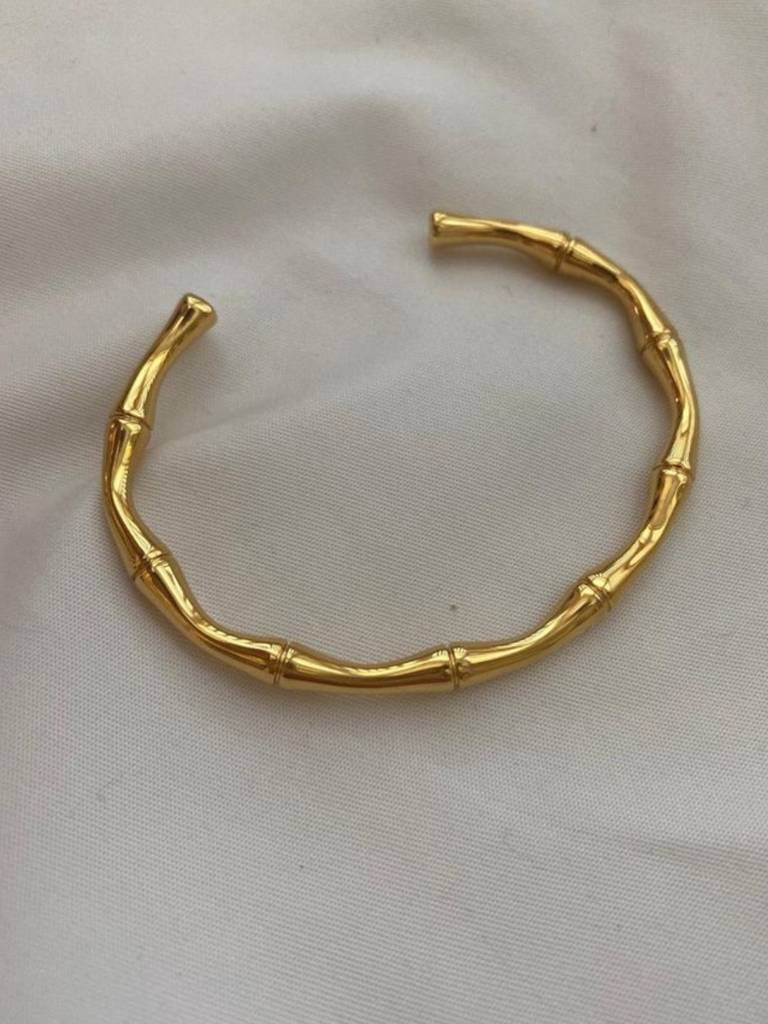 Bamboo Open Cuff Bracelet Â 18K Gold Plated | Anti-Tarnish Daily Wear : ATB712BOC