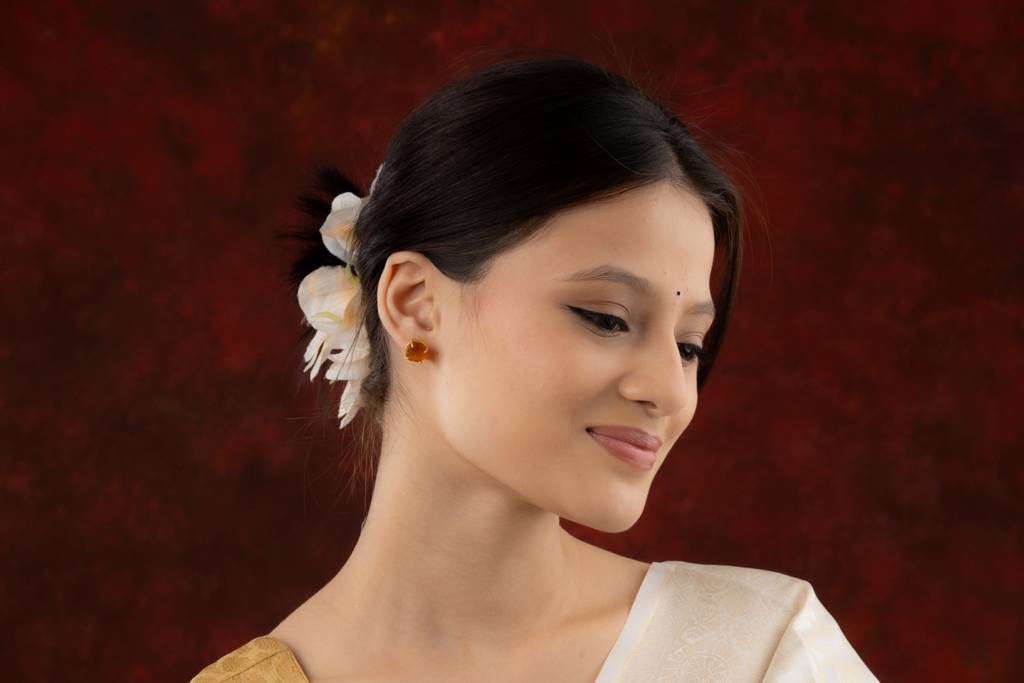 Natural Uncut Citrine Studs : NAGE28