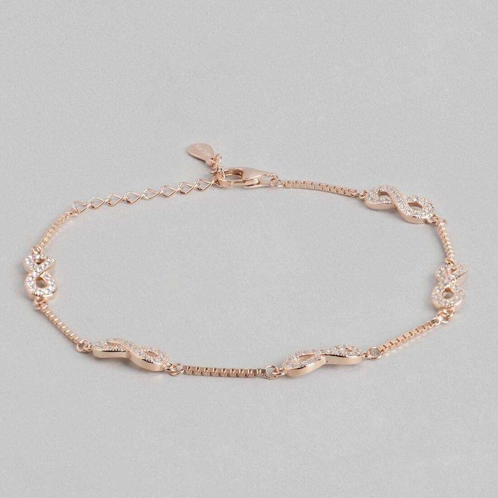 Classy Rose Gold Infinity 925 Silver Bracelet : BR-80078