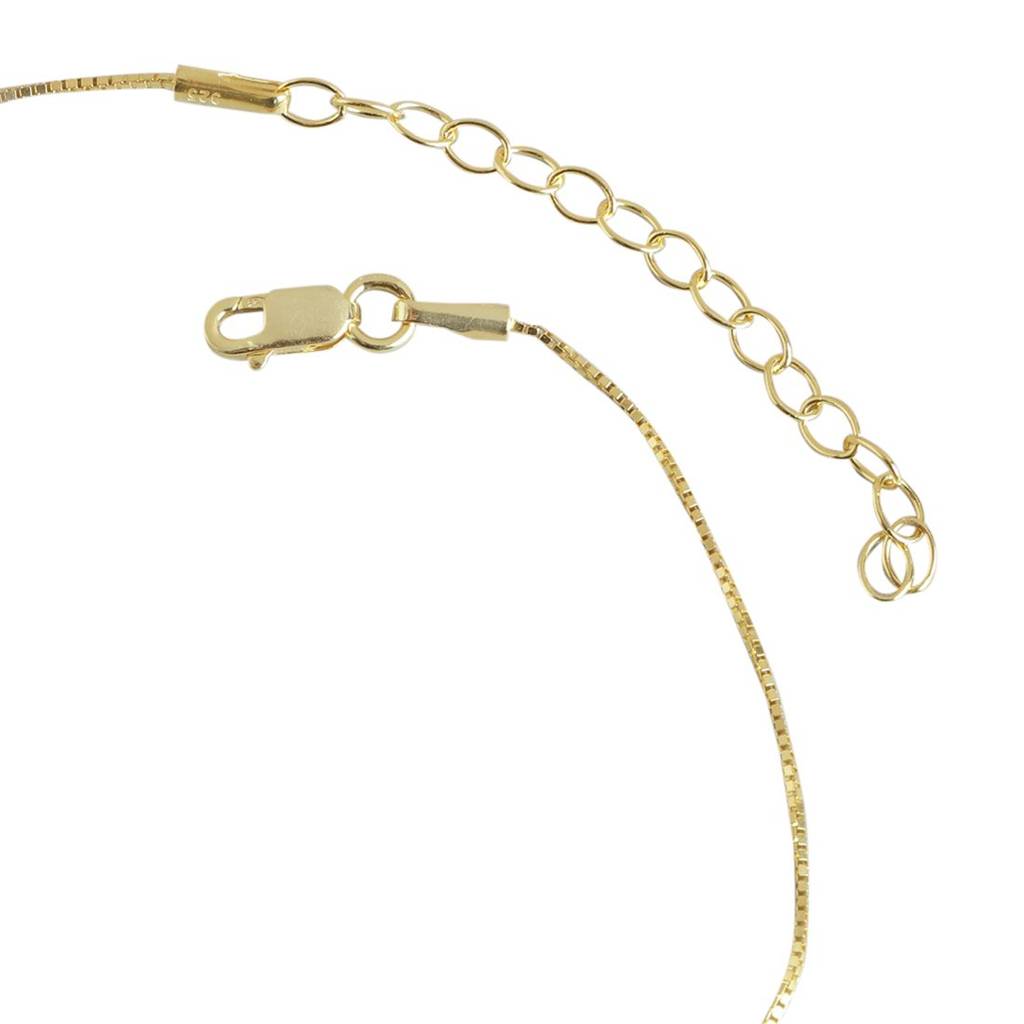 Yellow Solitaire Box Chain Gold Plated 925 Sterling Silver Pendant With Chain : PEN-30031-C