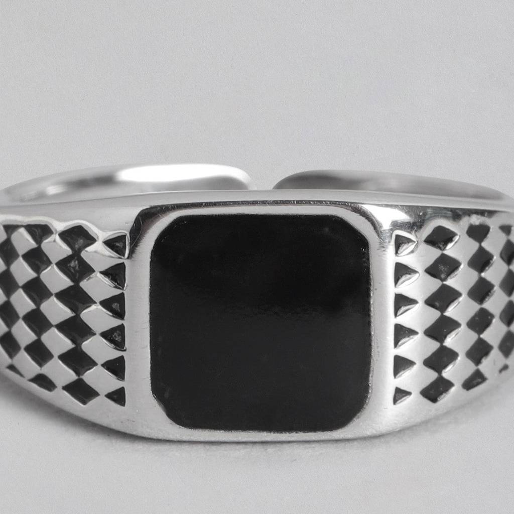 Classy Rhodium Plated 925 Sterling Silver Ring For Him (Adjustable) : RNG-40131