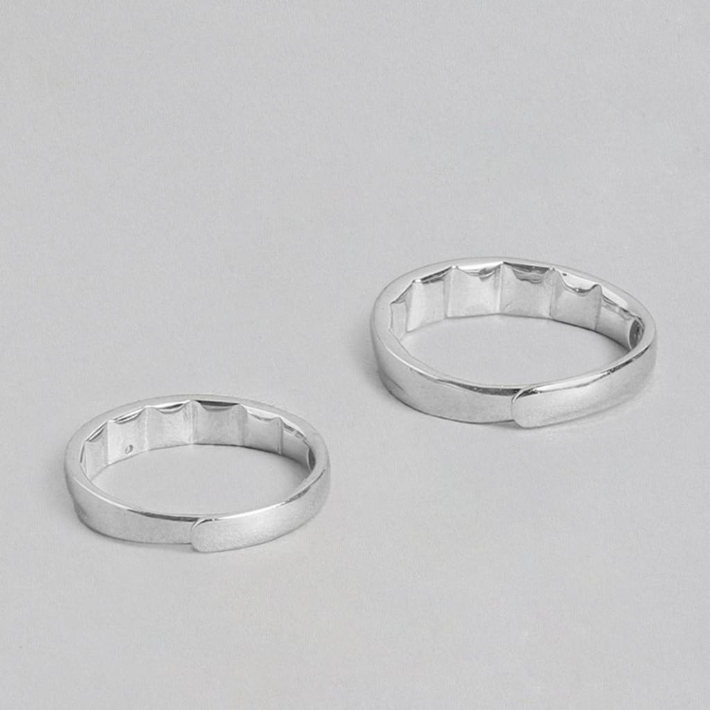 Forever Together 925 Sterling Silver Couple Ring Band (Adjustable) : RNG-40009-CMB