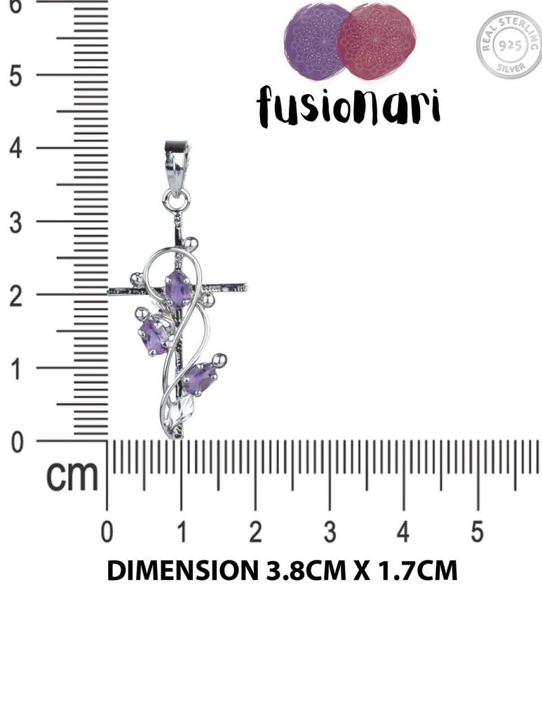 925 Sterling Silver Amethyst Pendant With 18 Inch Chain Handmade Gemstone Necklace For Women Elegant Jewelry Gift : FU-1054