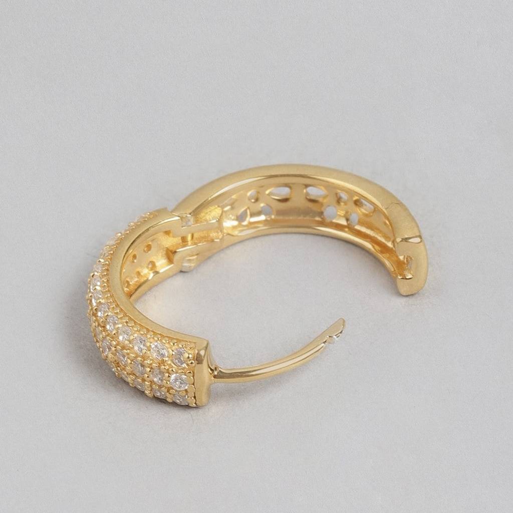 Golden Radiance Gold-Plated 925 Sterling Silver Hoop Earrings : EAR-20317