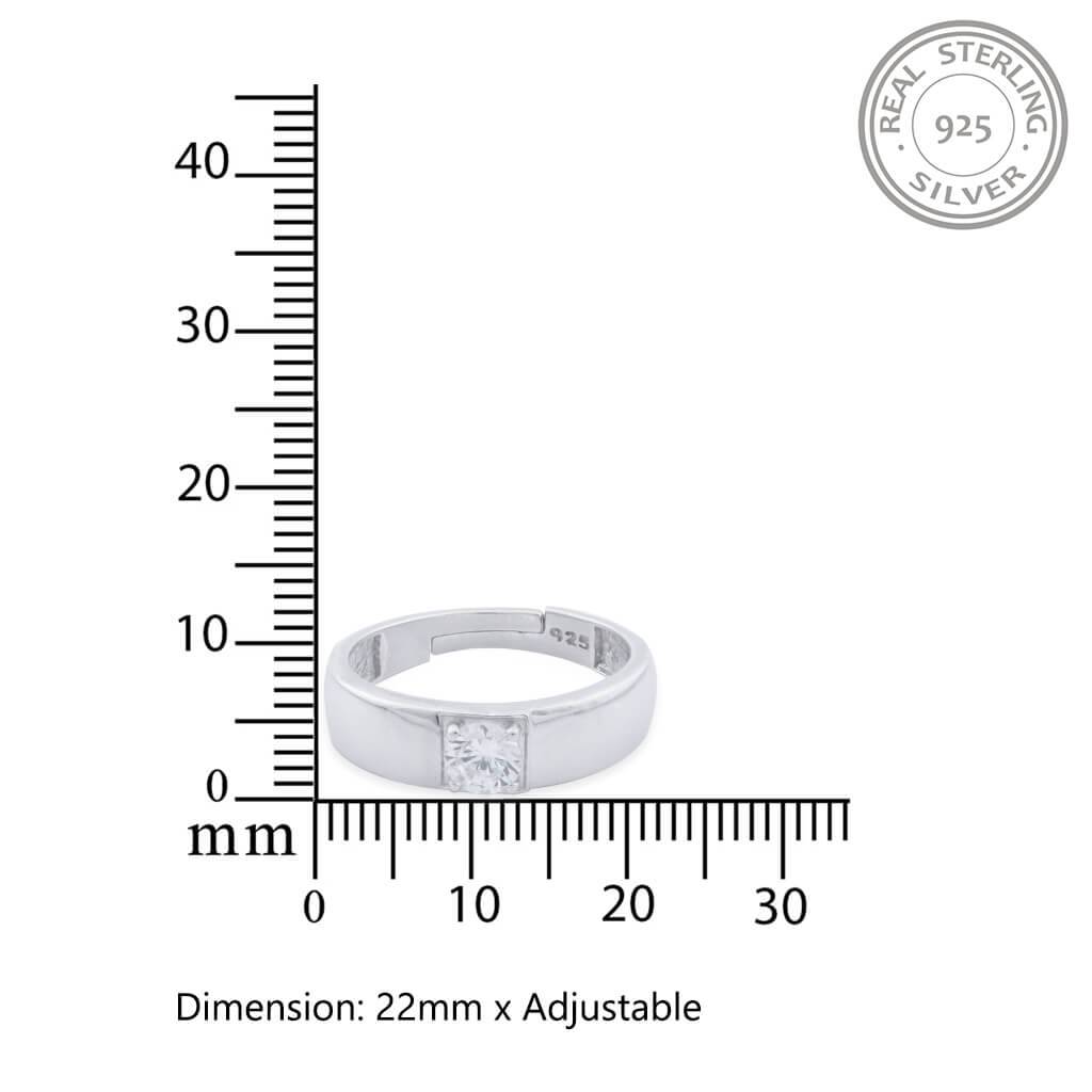 Silver Solitaire Classic Love Ring For Boys : ZLCPLR-1014-MW