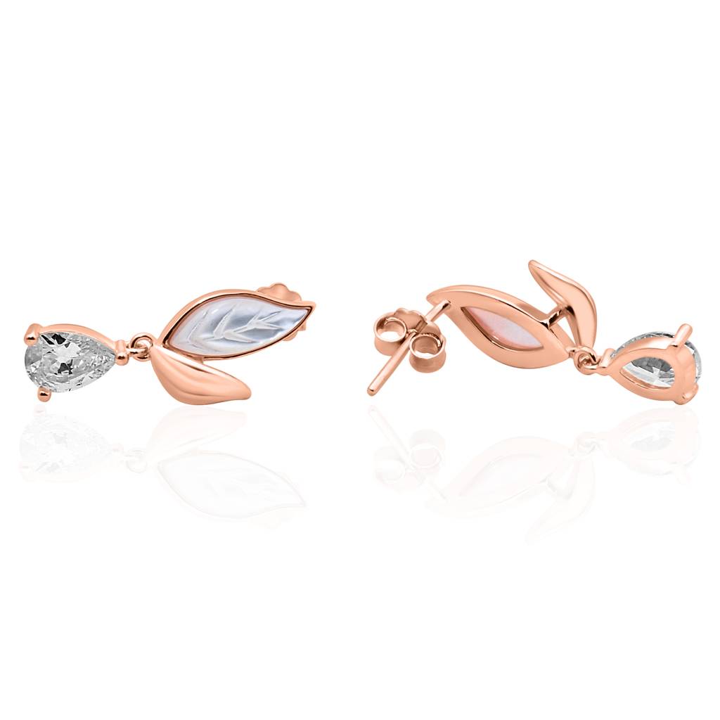 925 Pure Silver Zircon Studded Rose Gold Chain Pendant Set-Cps1022 : CPS1022