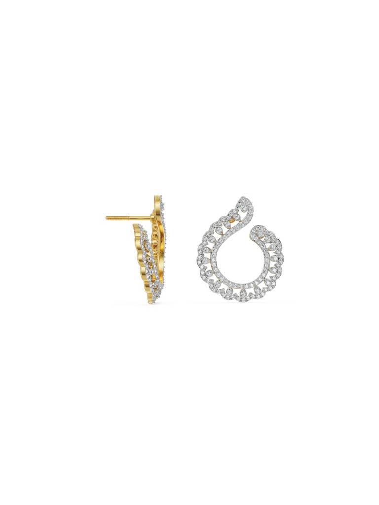 Feather Shaped Diamond Earrings : E981