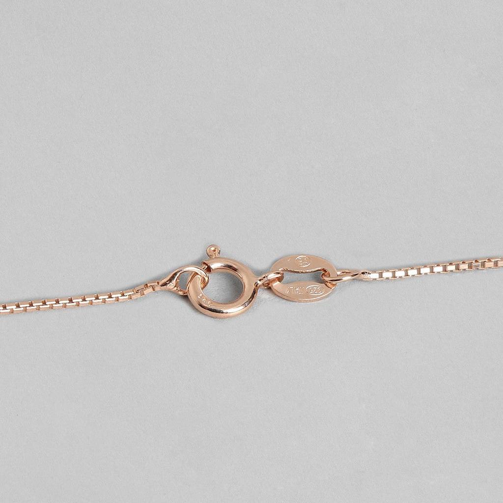 Musical Solitaire 925 Silver Rose Gold Necklace Chain : PEN-30008-C