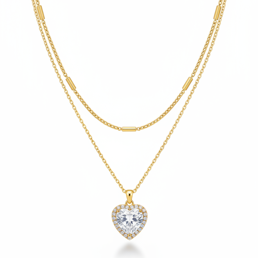 Double Layer Pendant Necklace For Women – Elegant Two Layer Chain Design With Minimal Modern Finish | Premium Eve : 5087100085