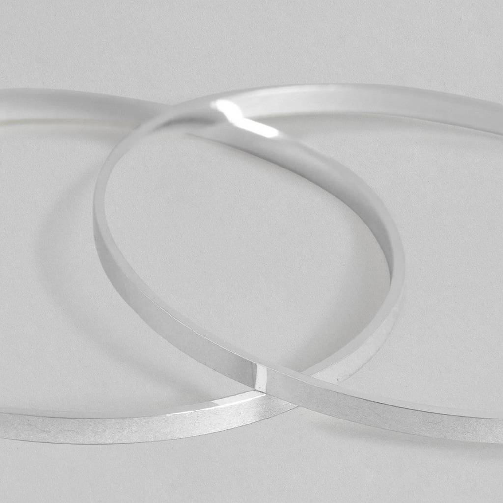 Sleek 925 Sterling Silver Bangles : BA-90003-PAIR-2-6