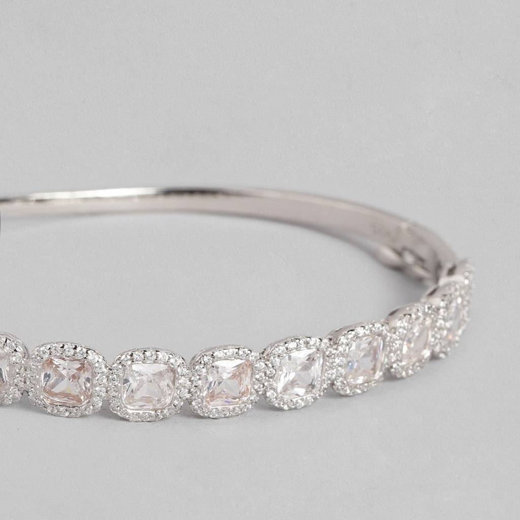 Solitaire Cz Studded 925 Sterling Silver Bracelet : BR-80141