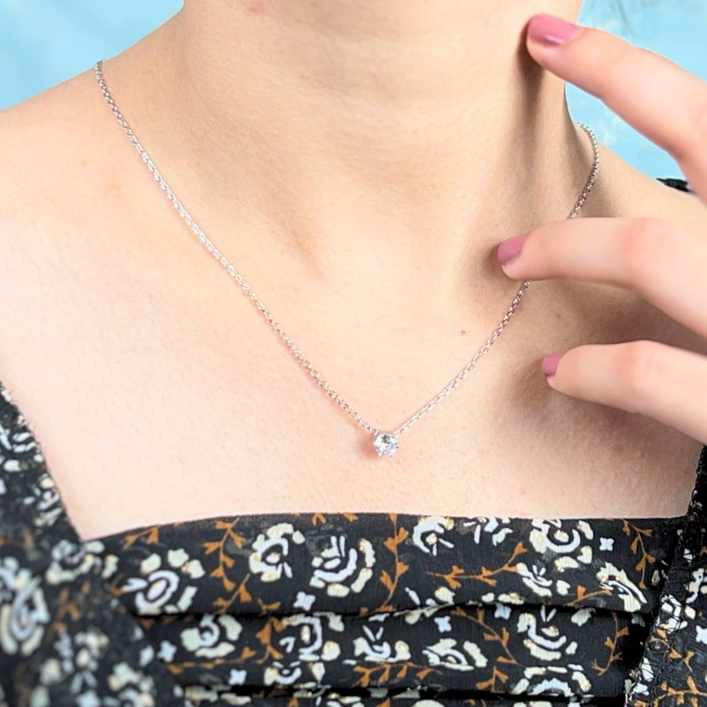 925 Sterling Silver Single Solitaire Chain Pendant |Statement Necklace : CP1012