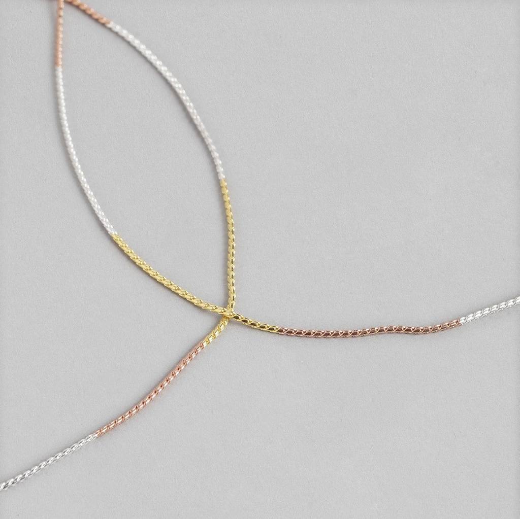 Triple Tone Classic 925 Sterling Silver Rope Chain Anklet : ANK-60152-Pair