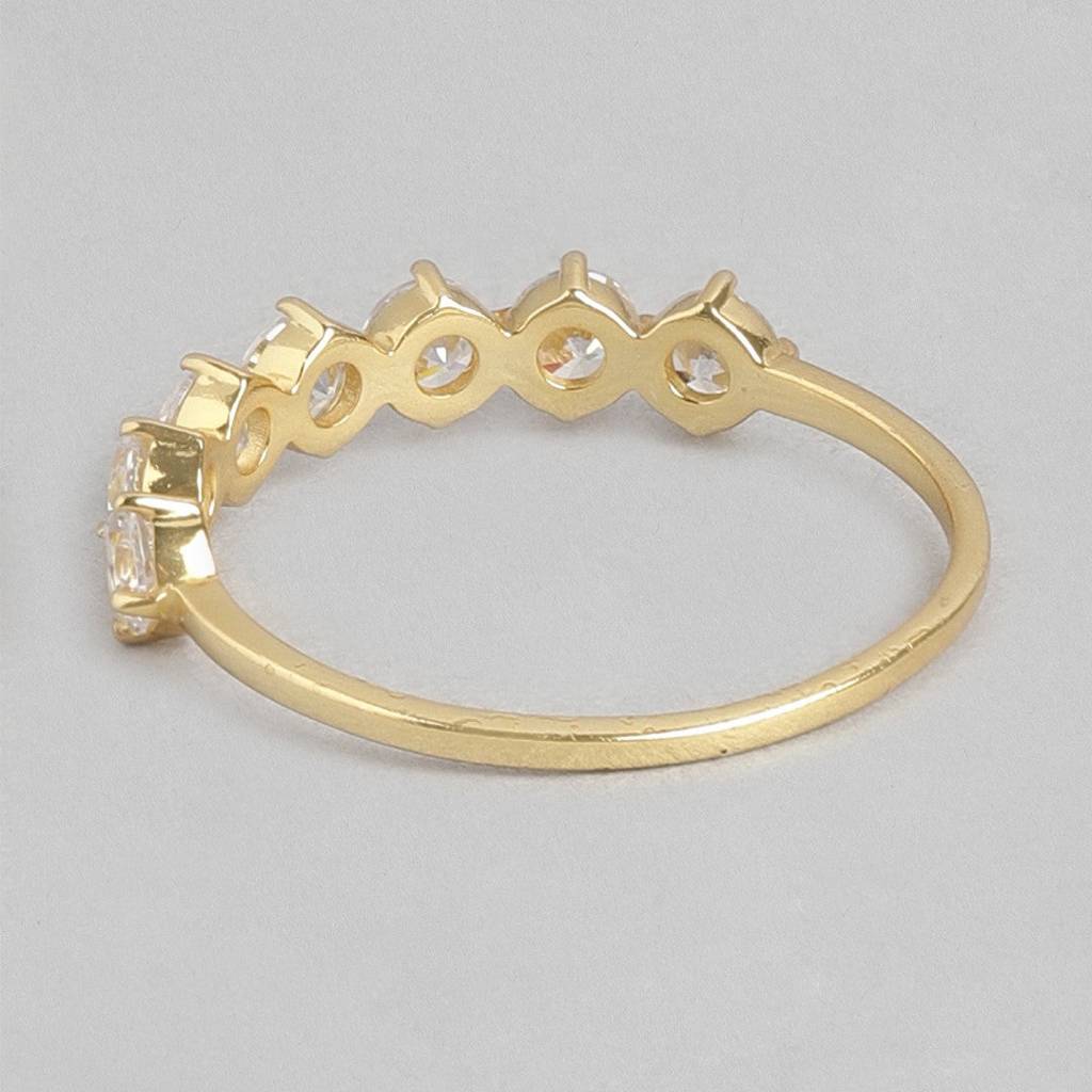 Golden Glow Cz Studded Gold Plated 925 Sterling Silver Ring : RNG-40178