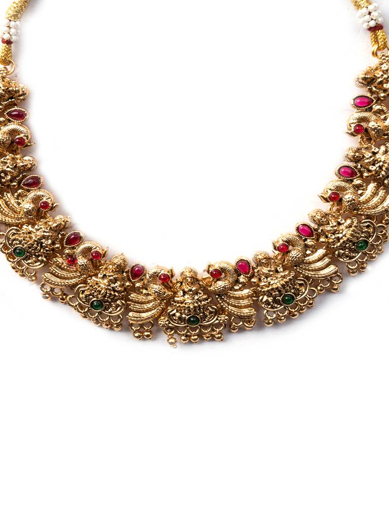 Ethnic Gold Plated Mayuraksh Choker Set : SATJS254