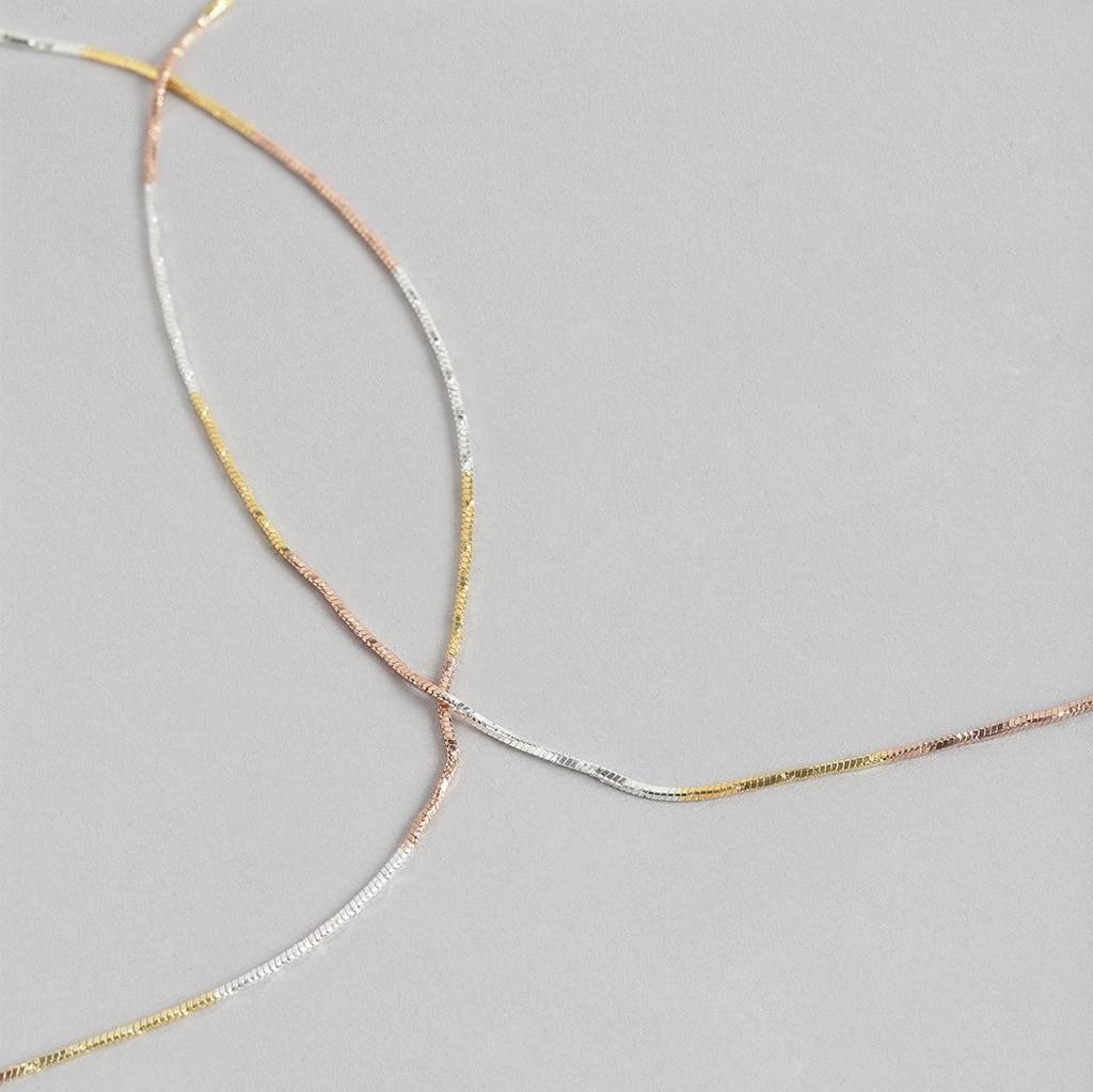 Sleek & Modern Triple Tone 925 Sterling Silver Anklet : ANK-60166-PAIR