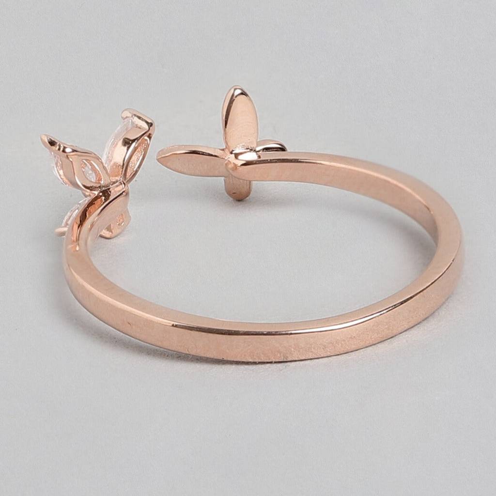 Butterfly 925 Silver Ring In Rose Gold (Adjustable) : RNG-40052