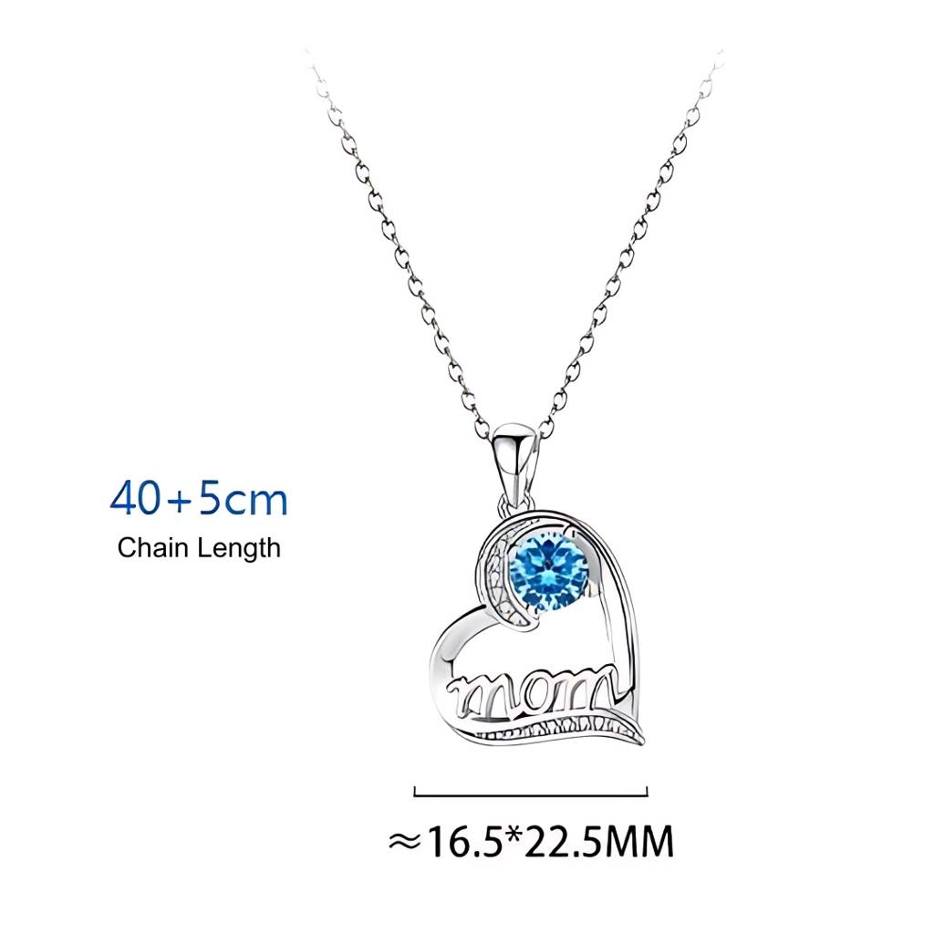 925 Sterling Silver Blue Swiss Zircon Mom Pendant With Chain, Mother'S Day Gift : BRDMN256