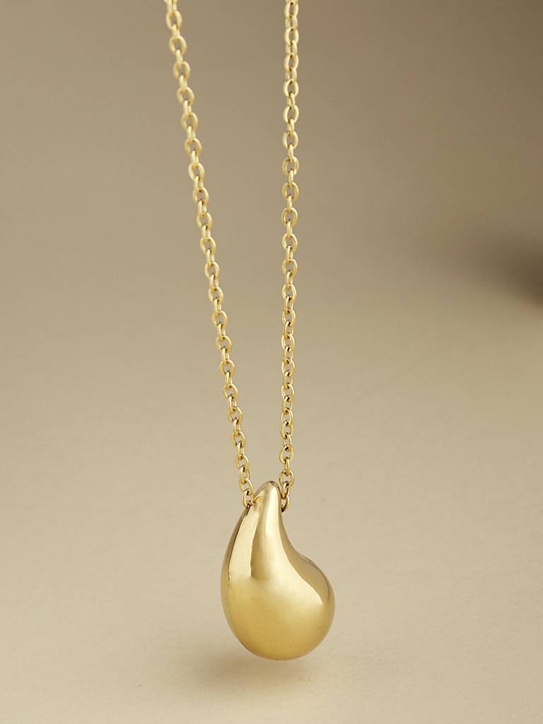 Gold Teardrop Casual Necklace : YI24A0149N