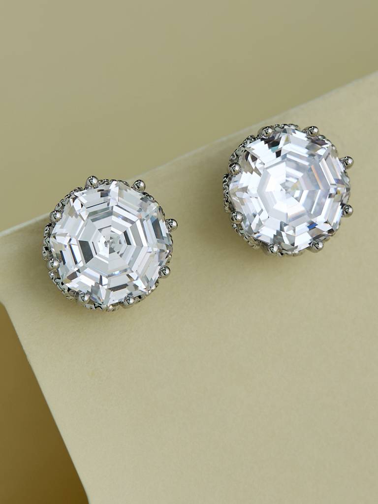 Cz Solitaire Stud Earrings : YI24A0114E