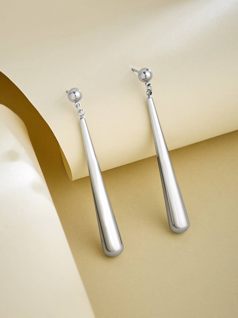 Modern Silver Drop Earrings : YI24A0158E