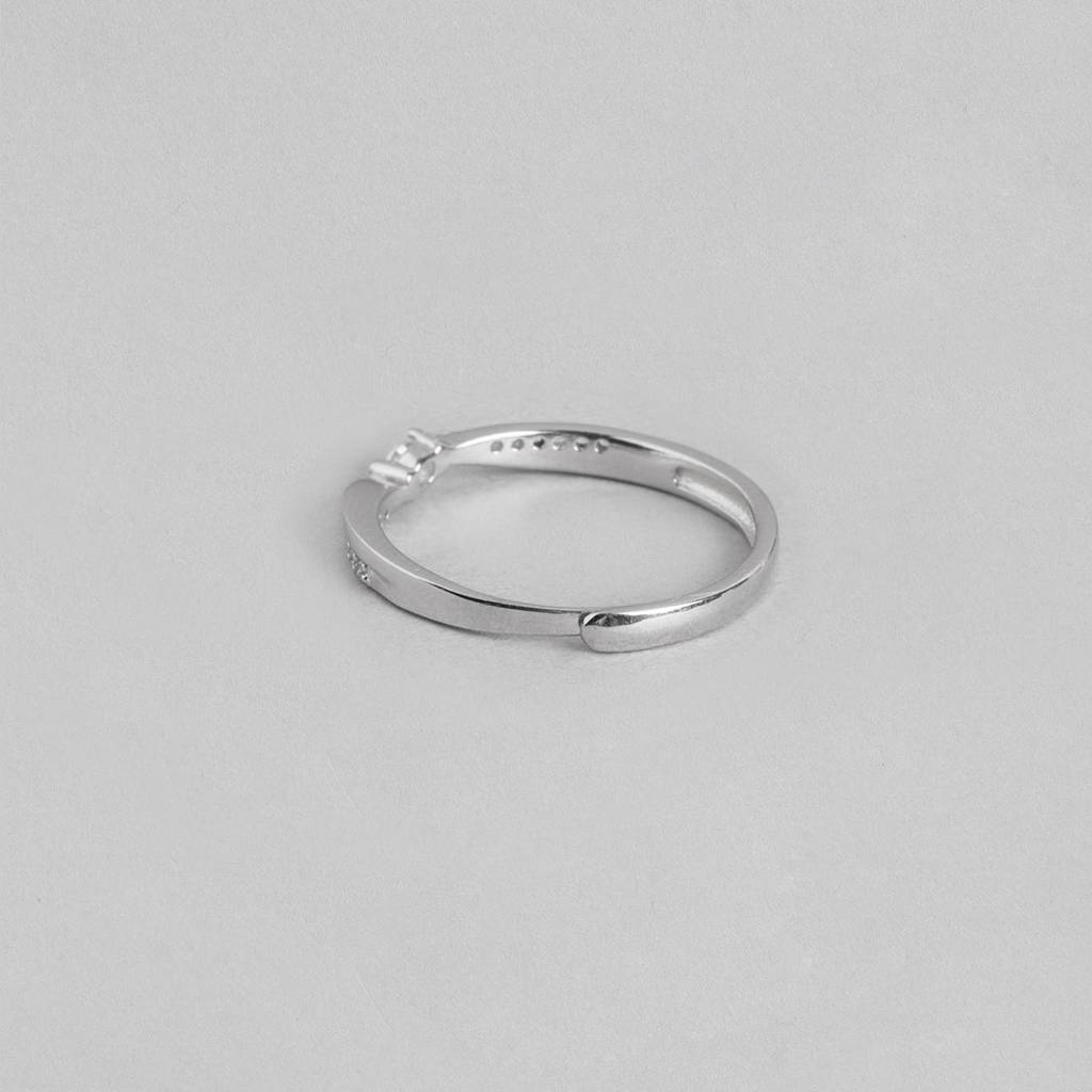 Minimal Cz Studded 925 Sterling Silver Women Ring (Adjustable) : RNG-40108