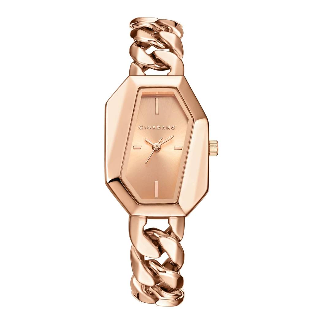Giordano Stylish Analog Watch For Women Â Hexagon Dial, Trendy Chain Link Stainless Steel Strap, Elegant Dress : GZ-60122-22