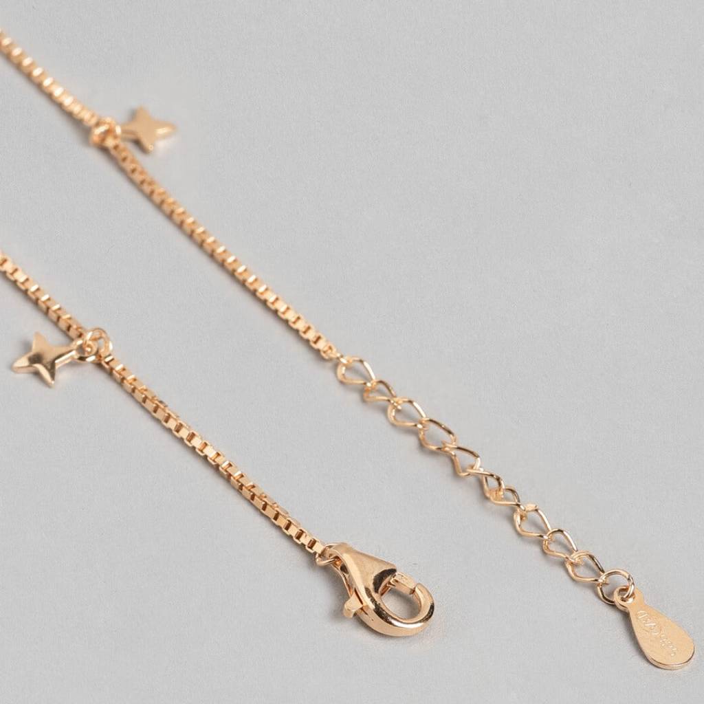 Enchanting Star 925 Silver Anklets In Rose Gold : ANK-60033-PAIR