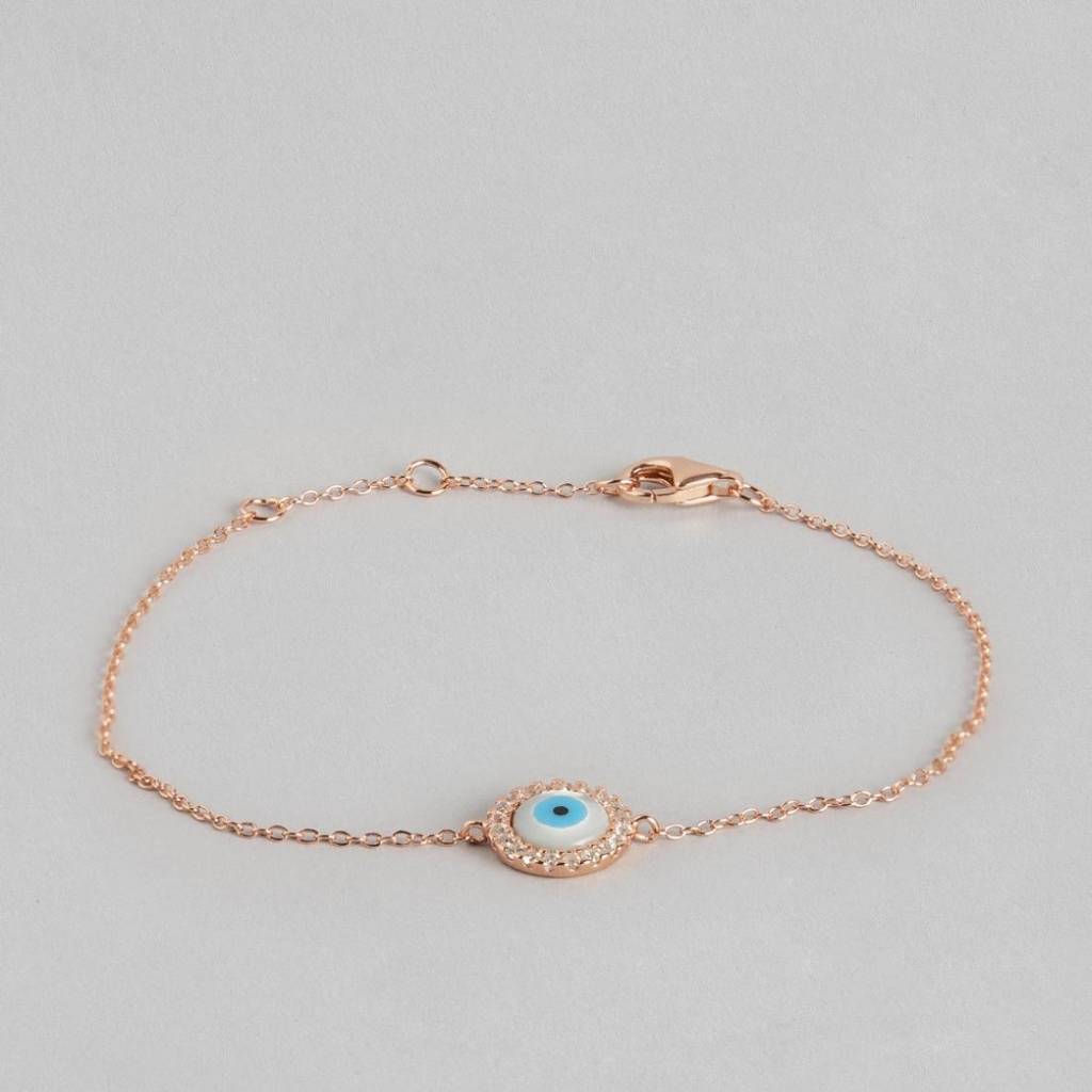 Cynthia Evil Eye Cubic Zirconia 925 Rose Gold Bracelet : BR-80088