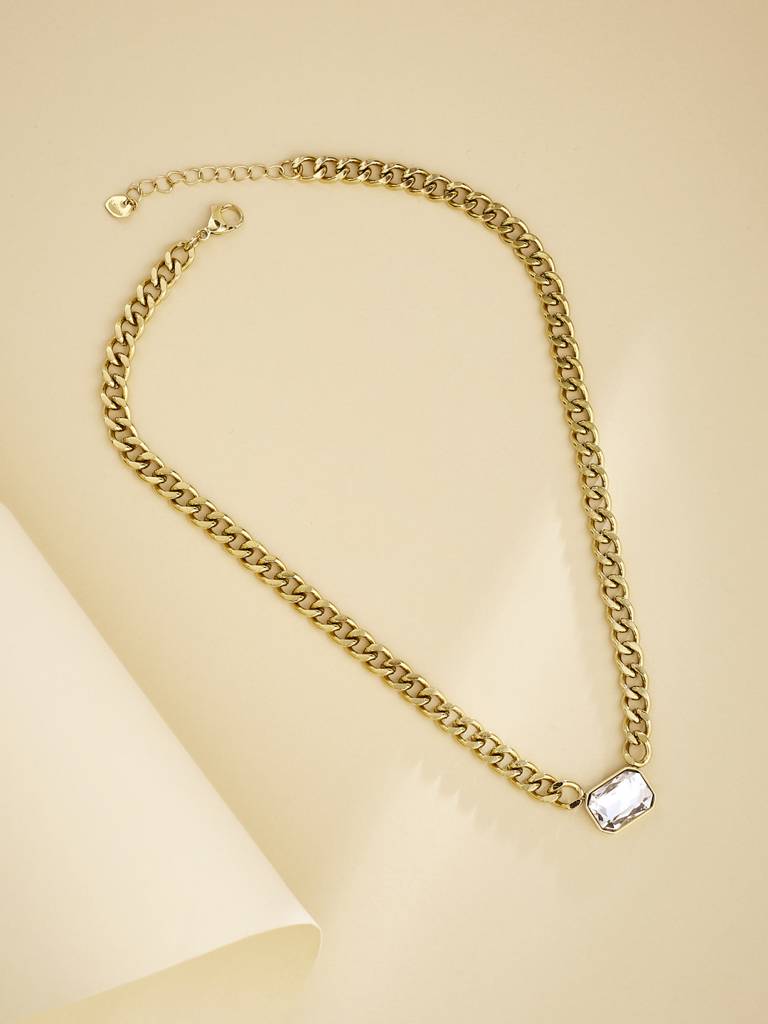 Sleek Design Gold-Toned Chain Necklace : YI24A0150N