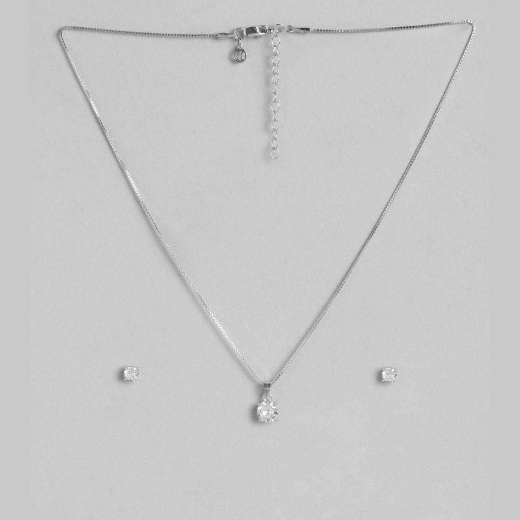 Sensational Solitaire 925 Silver Jewellery Set : JS-70035-C