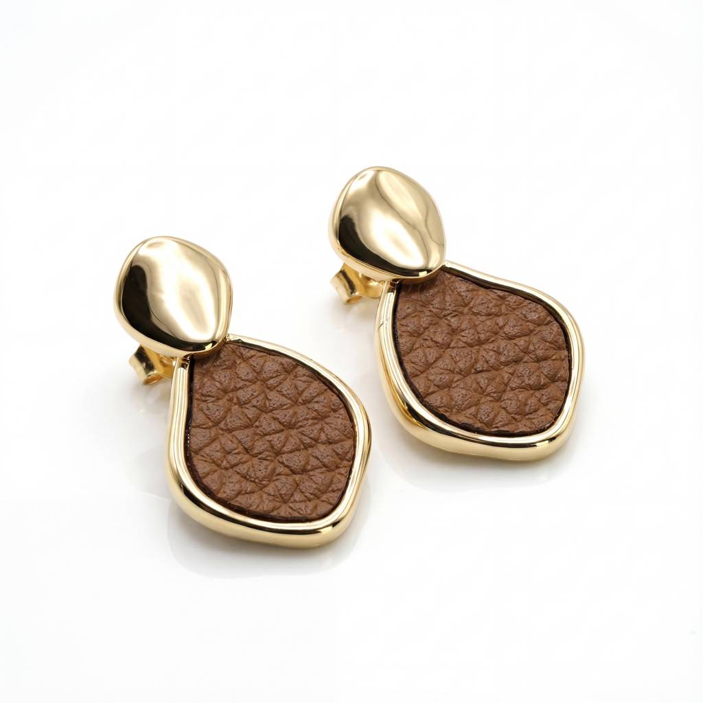 Korean Textured Luxe L Eather Earrings : YUFSER207