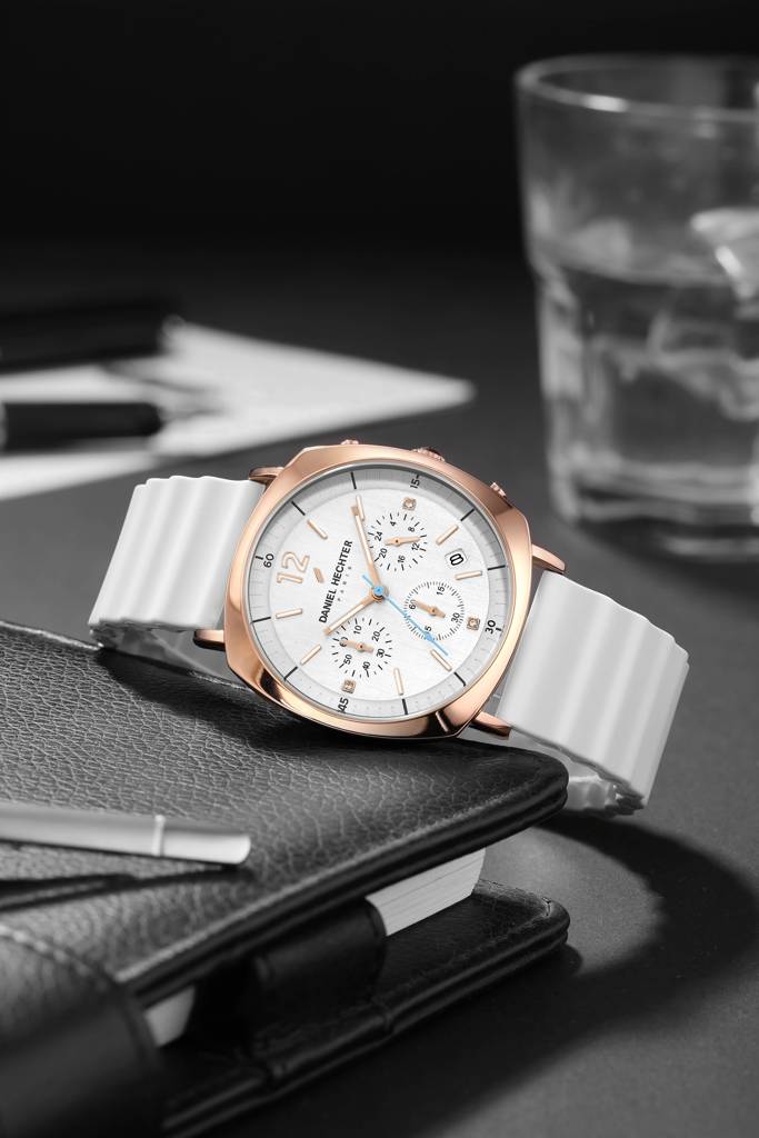 Daniel Hechter Paris Cluny Collection Multifunction Watch For Men With Round Dial, Date Display And Wavy Pattern  : DHM1019-04